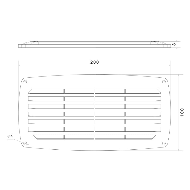 Nuova Rade Ventilation Grille Cover – 200 × 100 × 8 mm