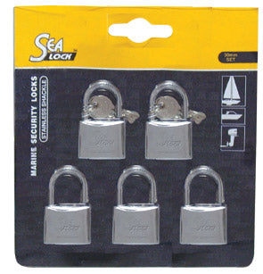 Set of 5 Padlocks,SeaLock, 30mm, w/ joint key Capital Survival Limited