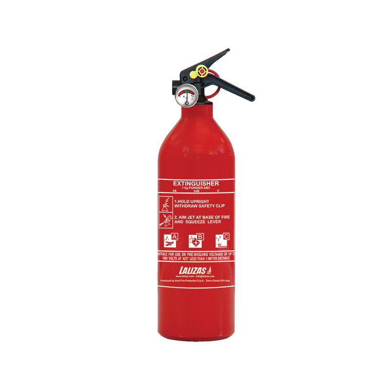 LALIZAS Fire Extinguisher Dry Powder 1kg, Stored Pressure w/bracket, MED (EN,FR,DE) Capital Survival Limited