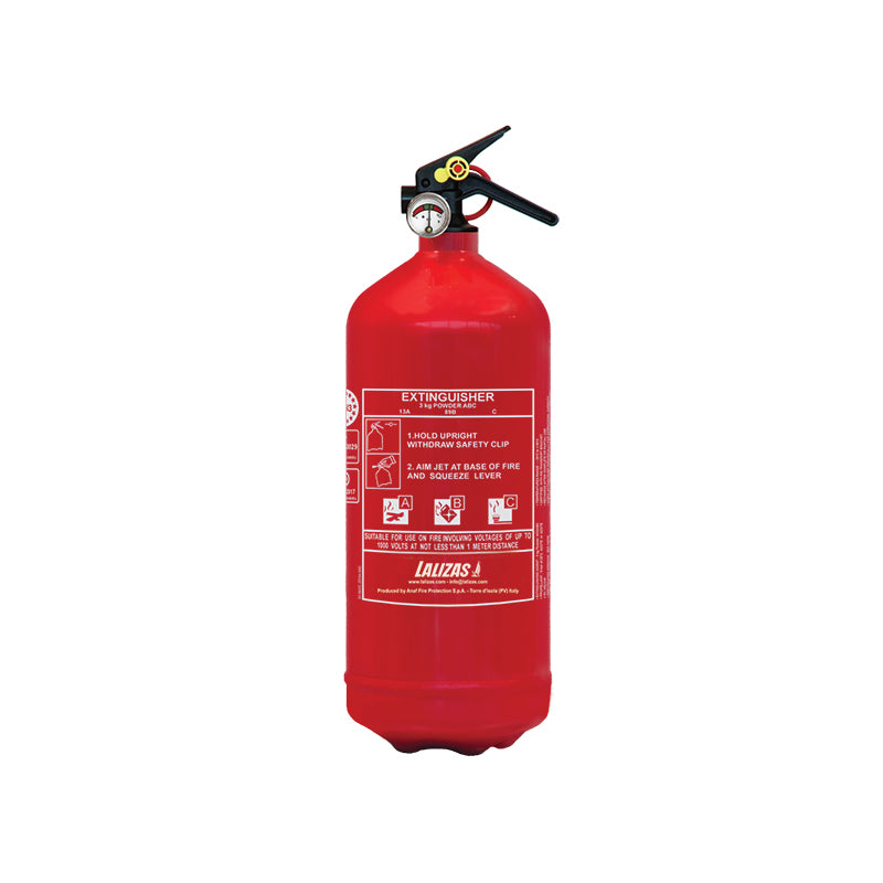 LALIZAS Fire Extinguisher Dry Powder 3kg, Stored Pressure w/bracket, MED (EN,FR,DE) Capital Survival Limited