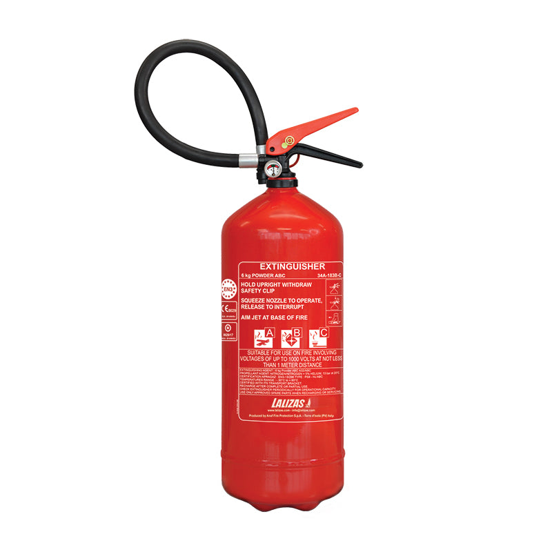 LALIZAS Fire Extinguisher Dry Powder 6kg, Stored Pressure w/wall bracket, MED (EN,FR,DE) Capital Survival Limited