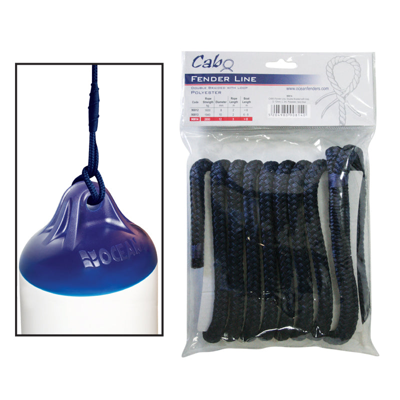 CABO Fender Line, Double Braided, w/ loop, 5/16 '' (8mm), L 6.6ft (2m), Polyester, Navy Blue Capital Survival Limited