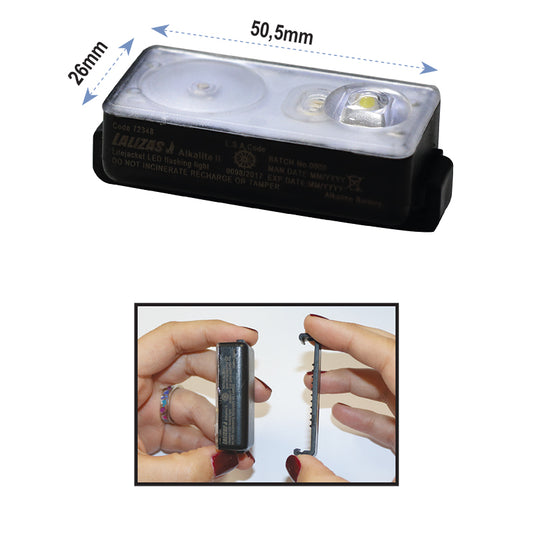 LALIZAS Lifejacket LED flashing light "Alkalite II" ON-OFF water activated, SOLAS/MED/USCG-MER Capital Survival Limited