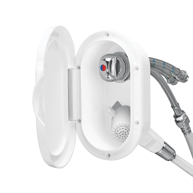 Case with White Shower, Mixer Tap, 9.84 ft (3 m) Hose, with Lid, White Capital Survival Limited