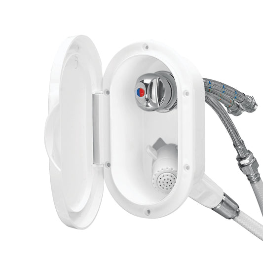 Case with White Shower, Mixer Tap, 9.84 ft (3 m) Hose, with Lid, White Capital Survival Limited