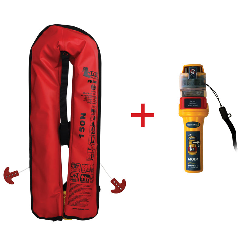 LALIZAS Marine Infl.Lifejacket Lamda, Auto, 150N, SOLAS/MED, Adult, w/Ocean Signal MOB1, Set Capital Survival Limited