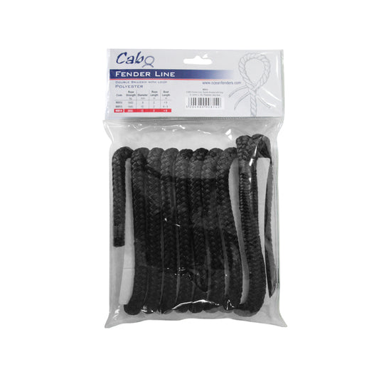 CABO Fender Line, Double Braided, w/ loop, Diameter 1/2 '' (12mm), L 9.8ft (3m), Polyester, Black Capital Survival Limited